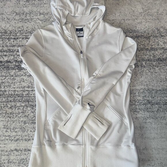 Nike Women’s Dri-Fit Full Zip Hoodie – White | Rare Vintage Sports Jacket - Picture 1 of 4